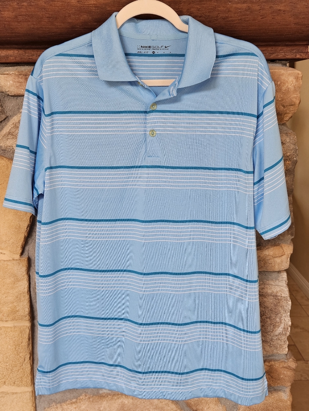 Nike Light Blue Striped Men’s Golf Polo